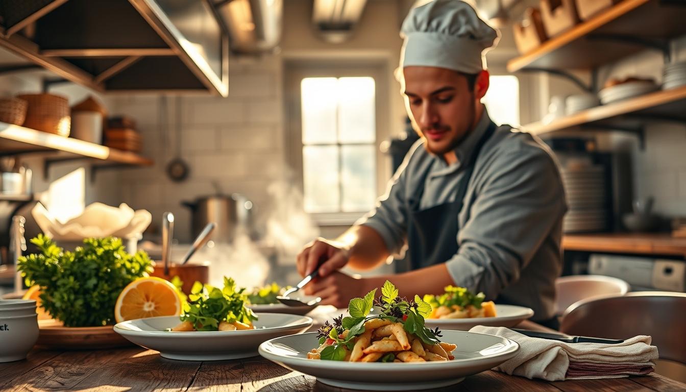 Balanced healthy meal prepared in a home kitchen